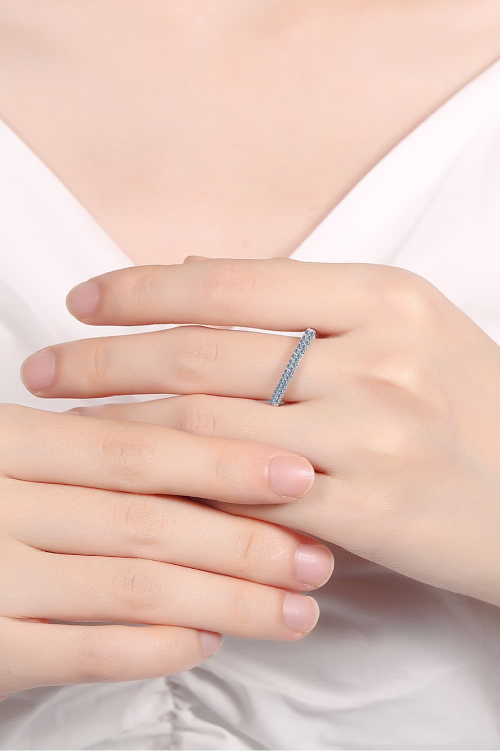 Moissanite 925 Sterling Silver Half-Eternity Ring - Roe Creation