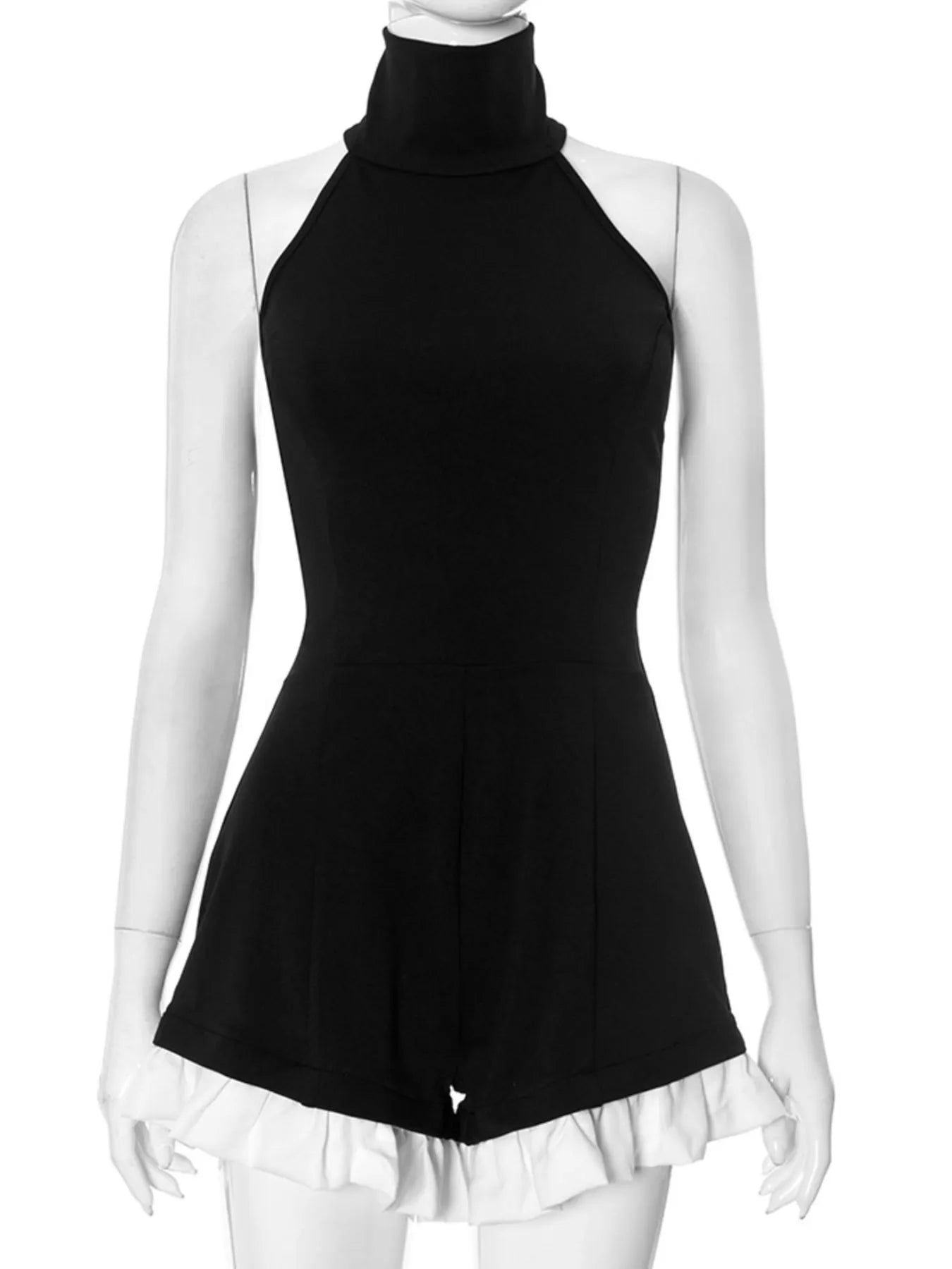 Halter Neck Ruffled Hem Romper - Roe Creation