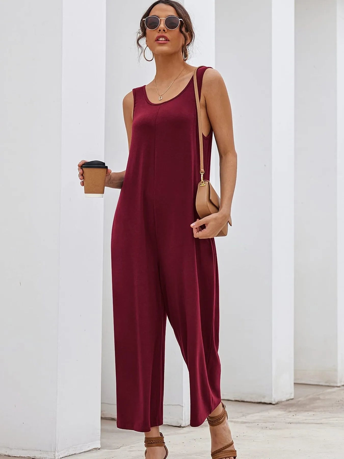 Sleeveless Wide Leg Casual Jumpsuit - Roe Creation