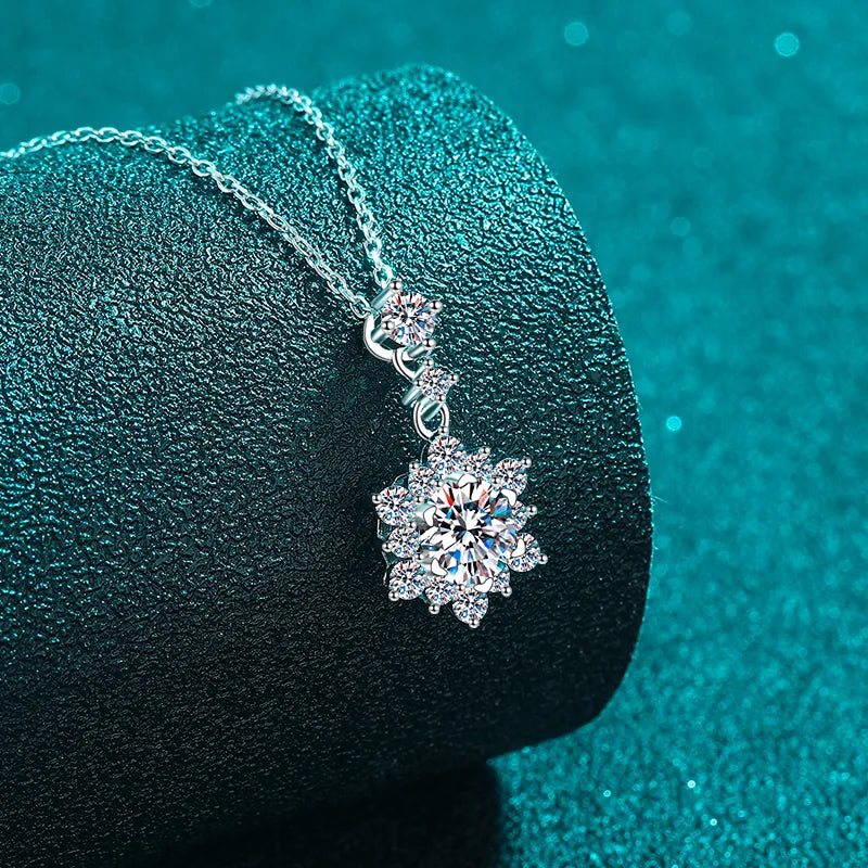 1 Carat Moissanite Zircon 925 Sterling Silver Necklace - Roe Creation