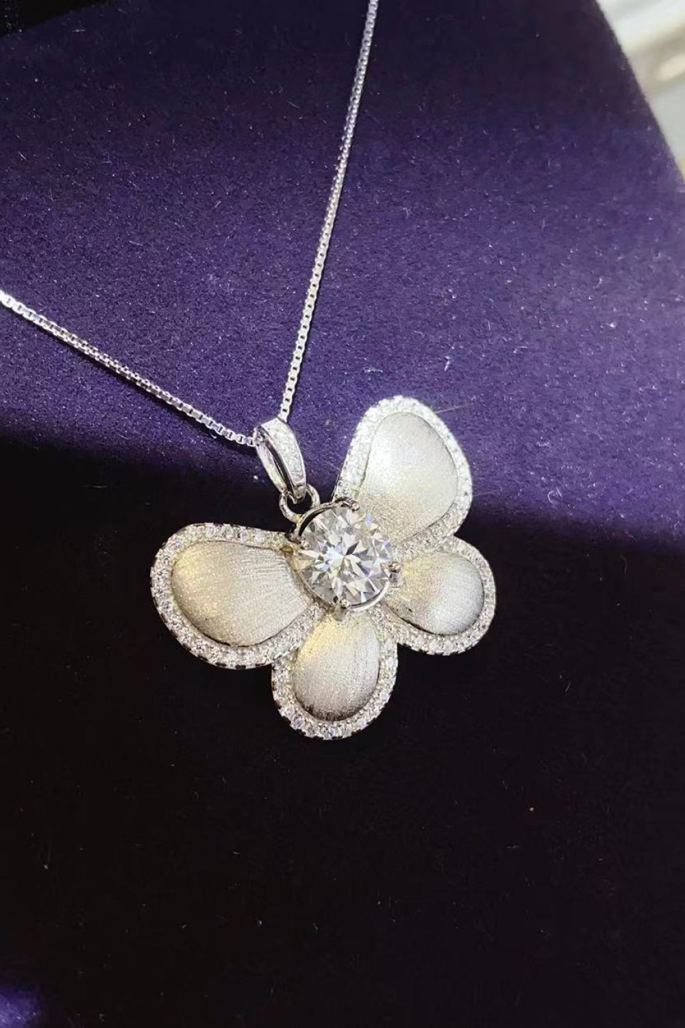 1 Carat Moissanite Butterfly Pendant Necklace - Roe Creation