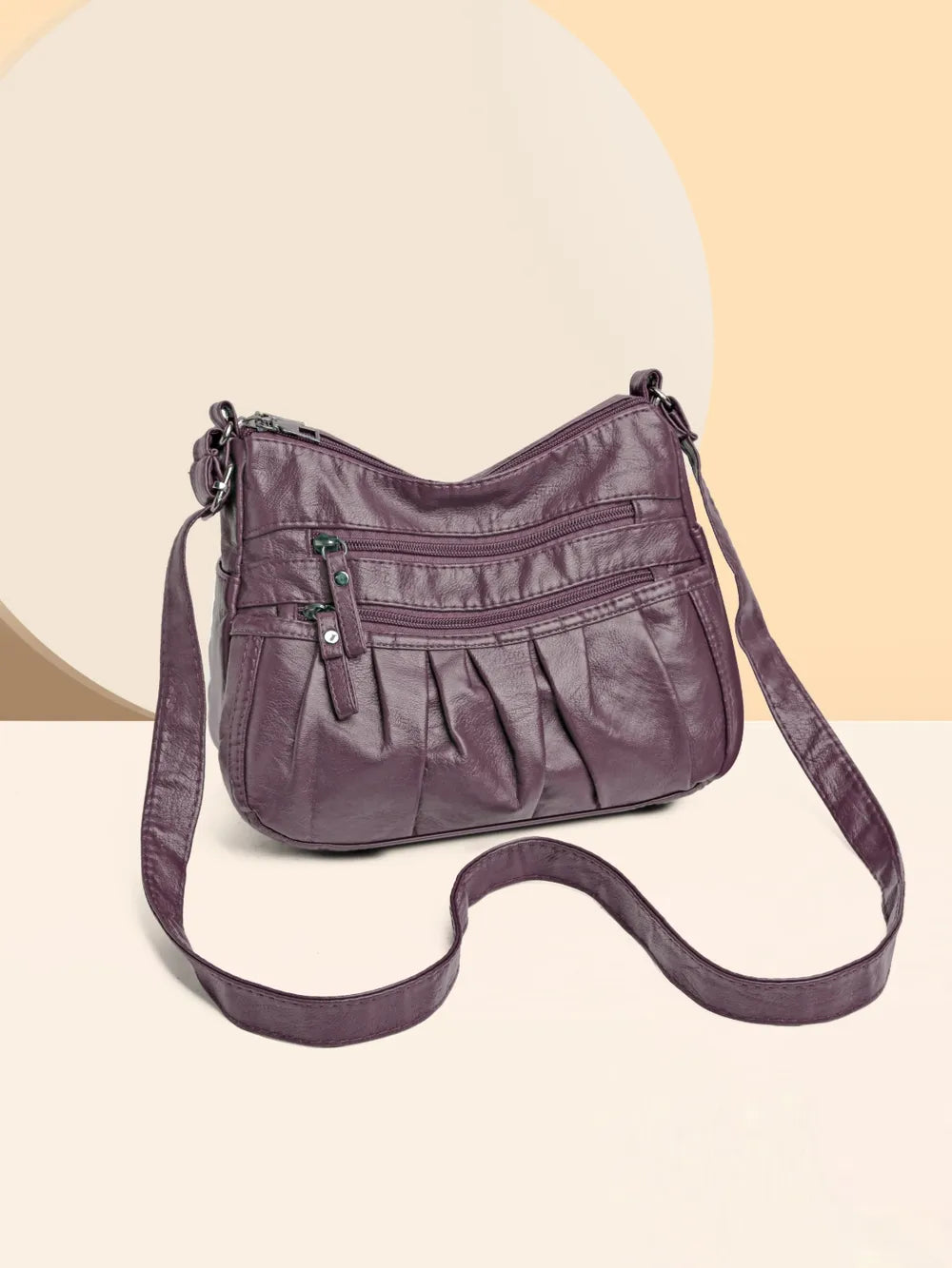 PU Leather Ruched Adjustable Strap Shoulder Bag - Roe Creation