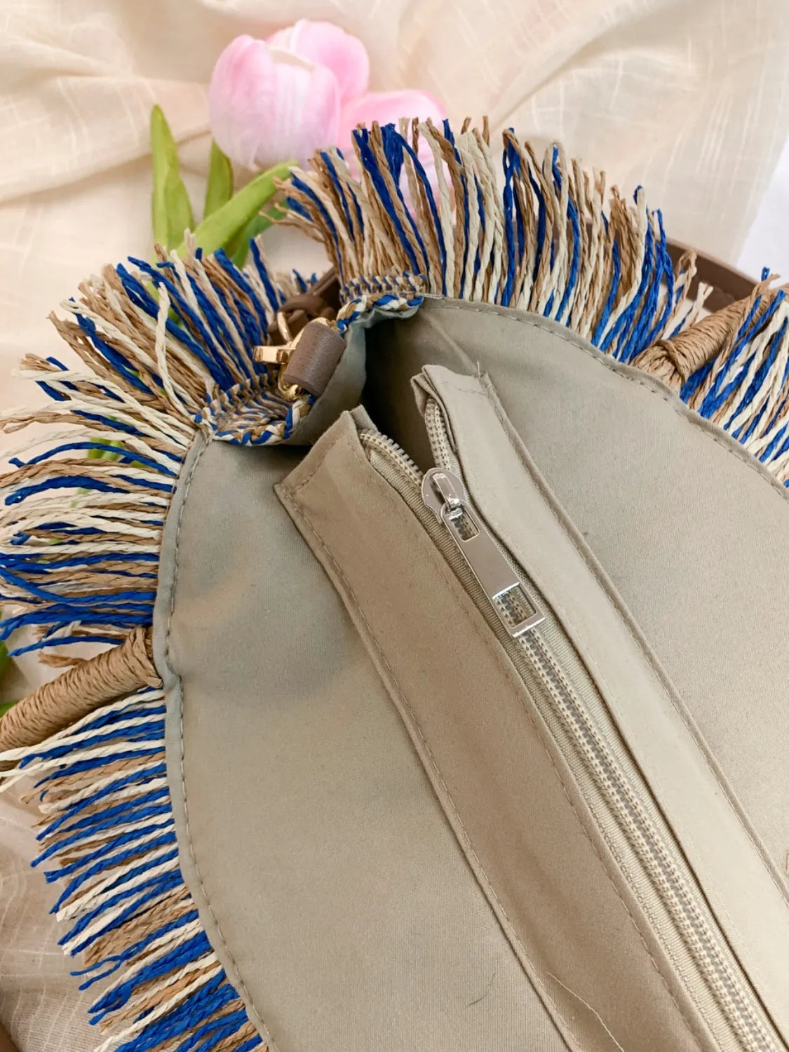 Round Woven Straw Tassel Handbag - Roe Creation