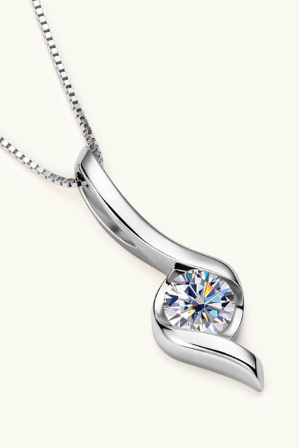 1 Carat Moissanite 925 Sterling Silver Necklace - Roe Creation