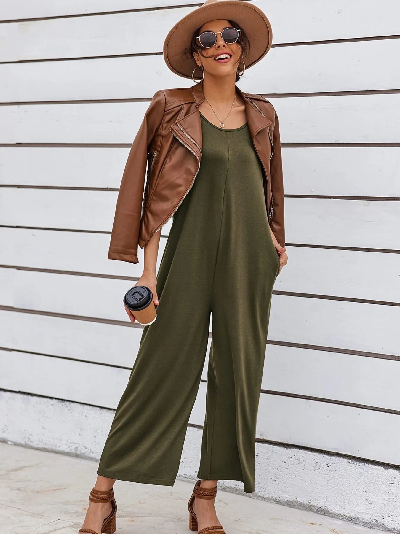 Sleeveless Wide Leg Casual Jumpsuit - Roe Creation