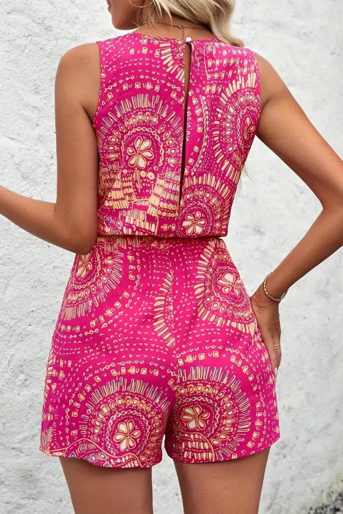 Boho Floral Print Sleeveless Summer Romper - Roe Creation