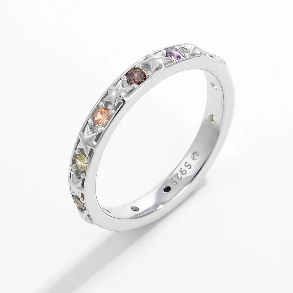 925 Sterling Silver Inlaid Zircon Ring - Roe Creation