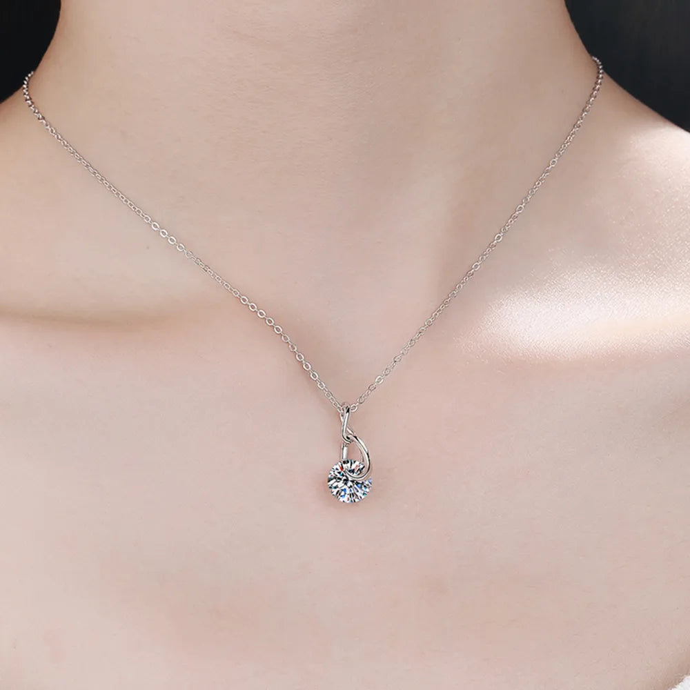 2 Carat Moissanite 925 Sterling Silver Necklace - Roe Creation
