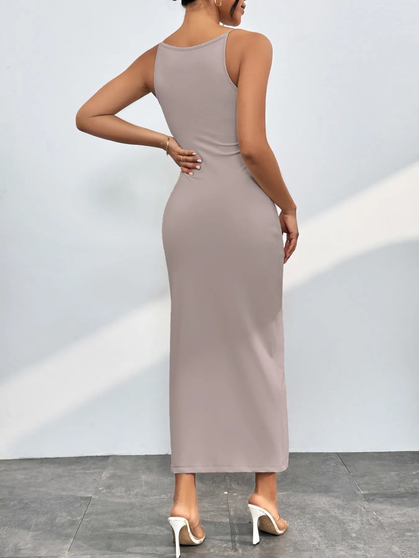Spaghetti Straps Midi Bodycon Dress - Roe Creation