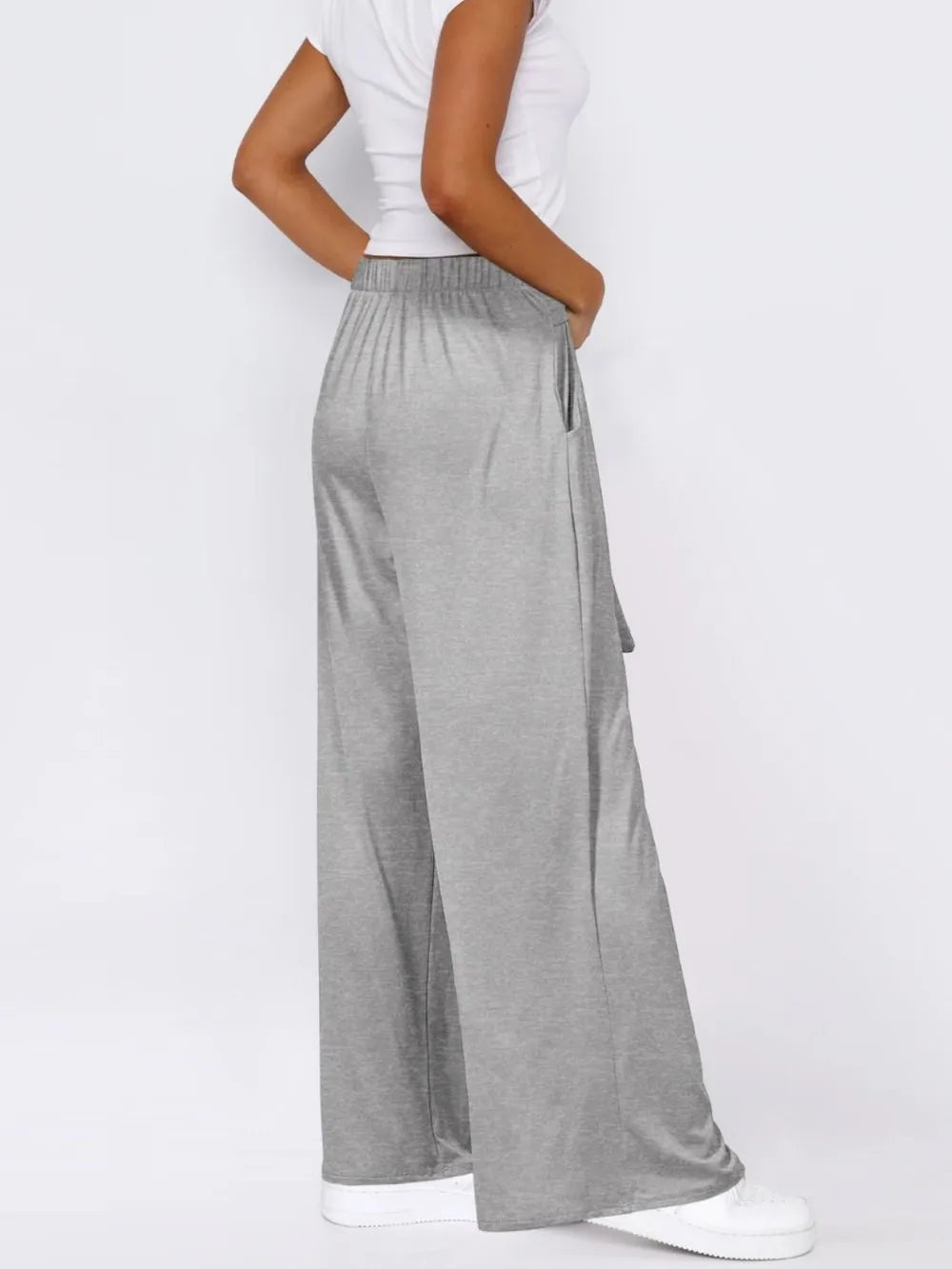 Tied Wide Leg Pants with Pockets - Roe Creation
