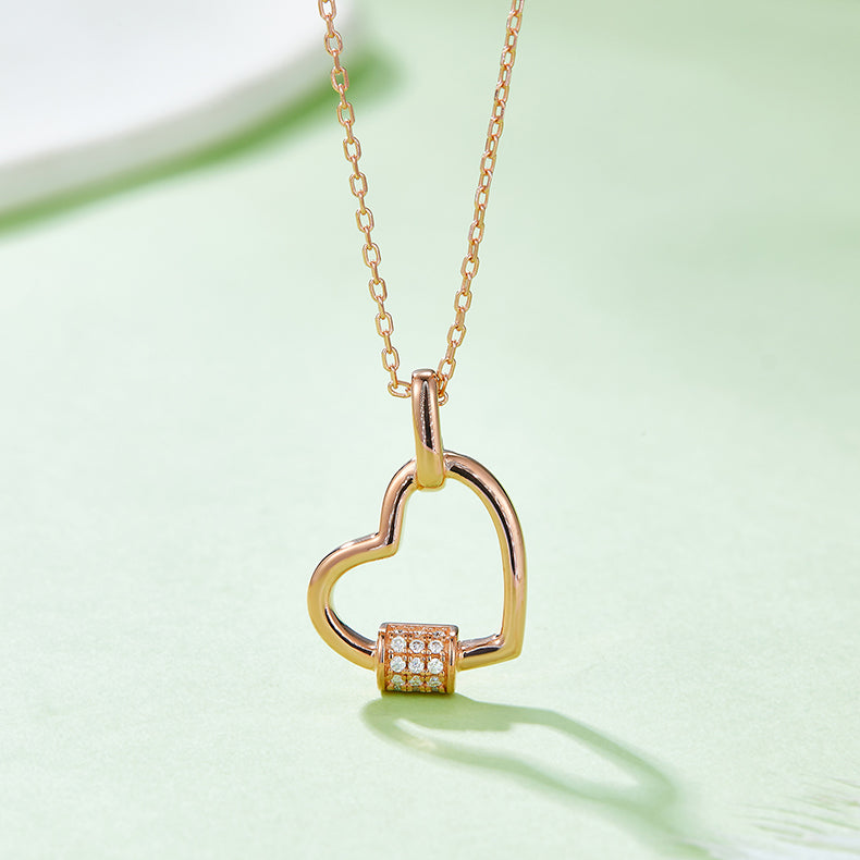 Moissanite 925 Sterling Silver Heart Shape Necklace - Roe Creation