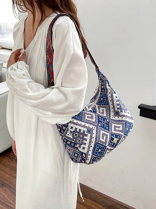 Ethnic Pattern Crossbody Bag with Adjustable Strap - Roe Creation
