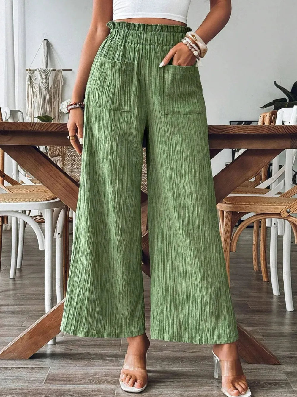 Frill Wide Leg Pants - Roe Creation