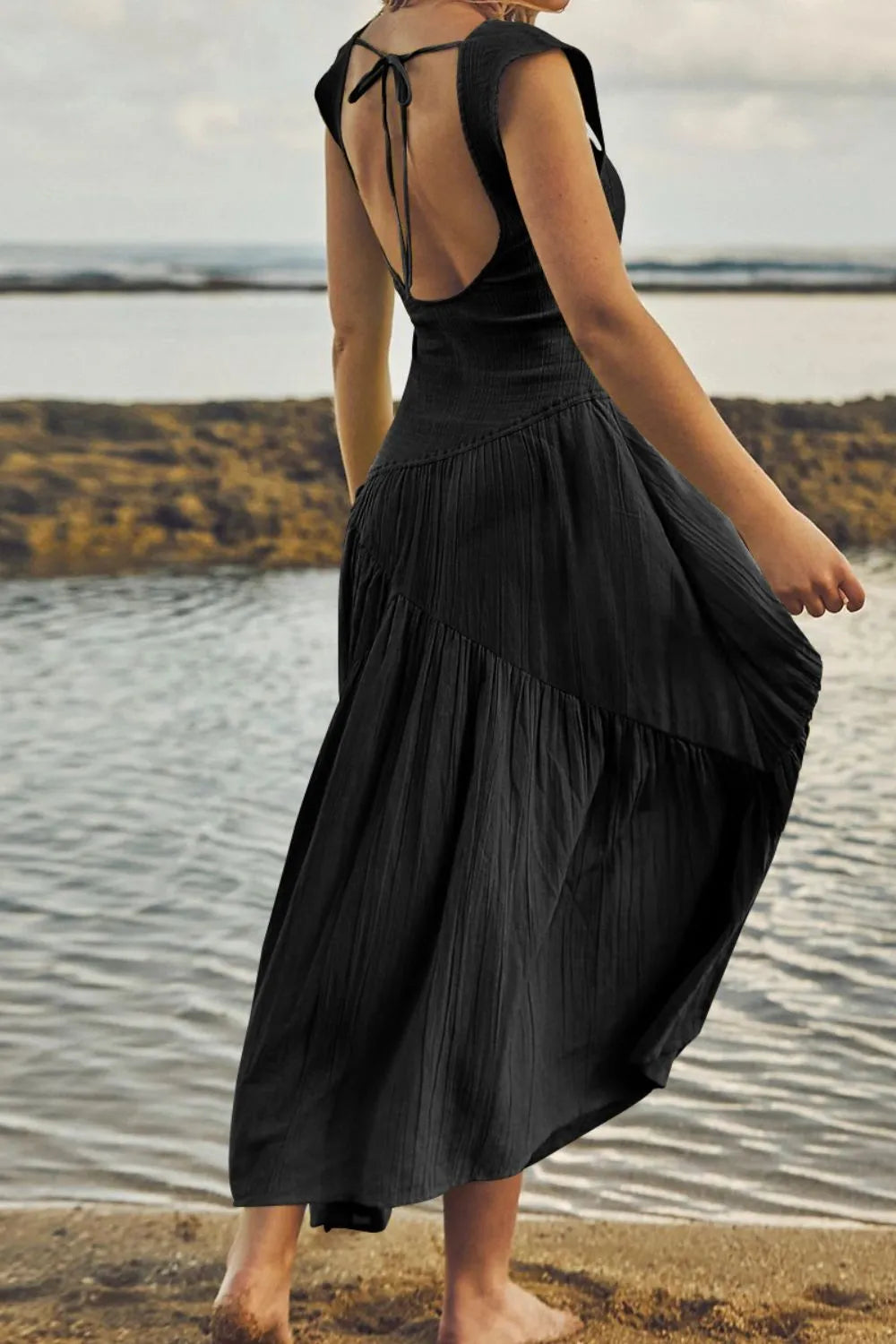Square Neck Wide Strap Dress - Roe Creation