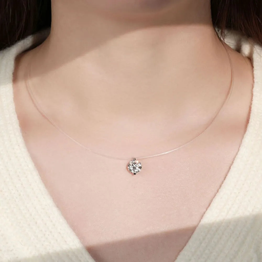 1 Carat Moissanite 925 Sterling Silver Necklace - Roe Creation