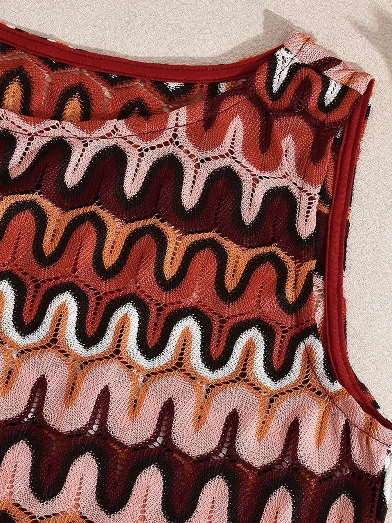 Printed Round Neck Sleeveless Dress - Roe Creation