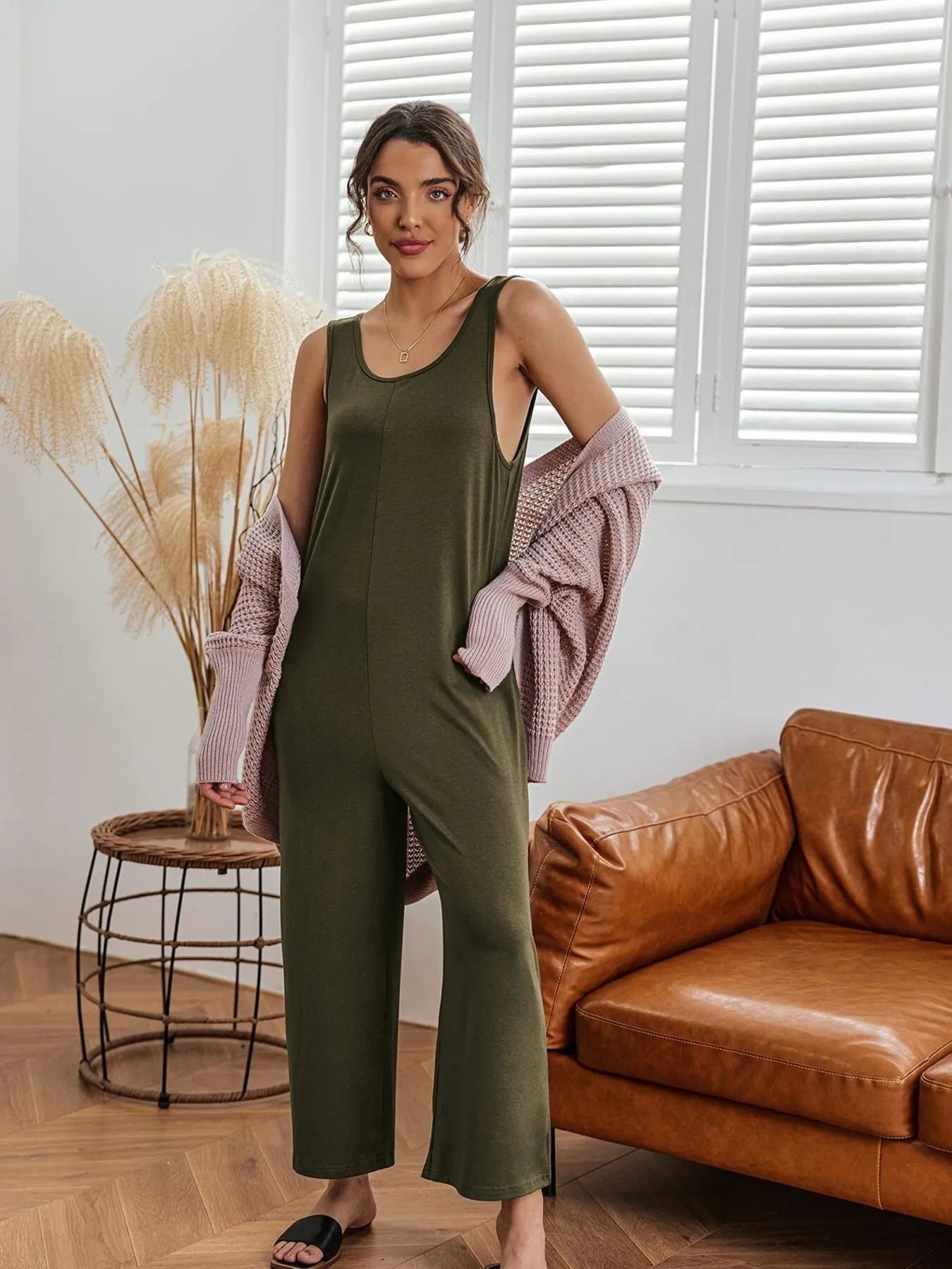 Sleeveless Wide Leg Casual Jumpsuit - Roe Creation