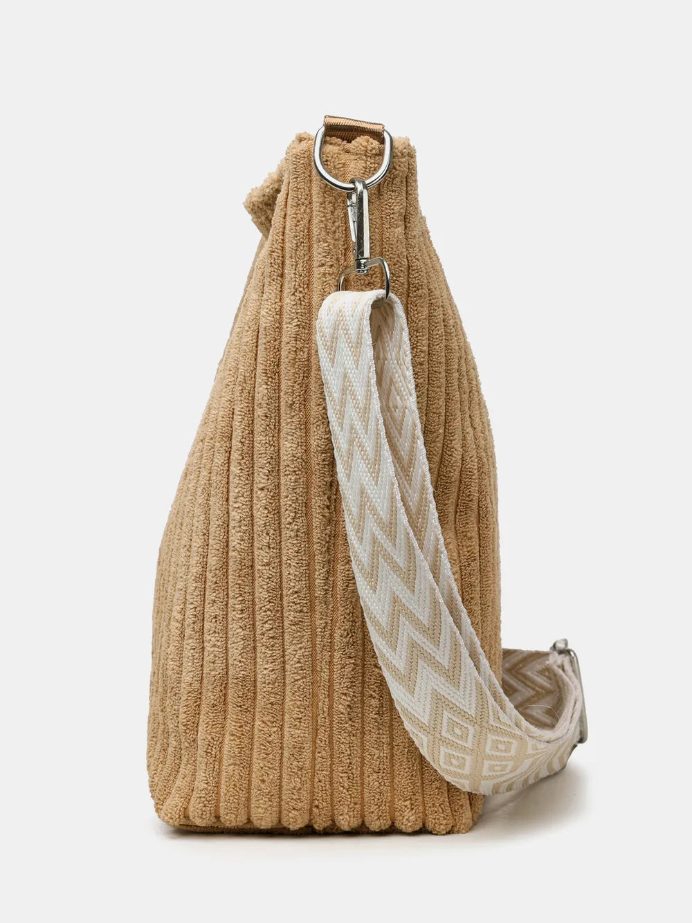 Solid Colour Corduroy Crossbody Bag with Removable Strap - Roe Creation