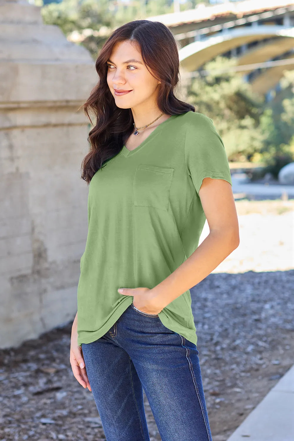 Basic Bae Bamboo Full Size V-Neck Short Sleeve T-Shirt - Roe Creation