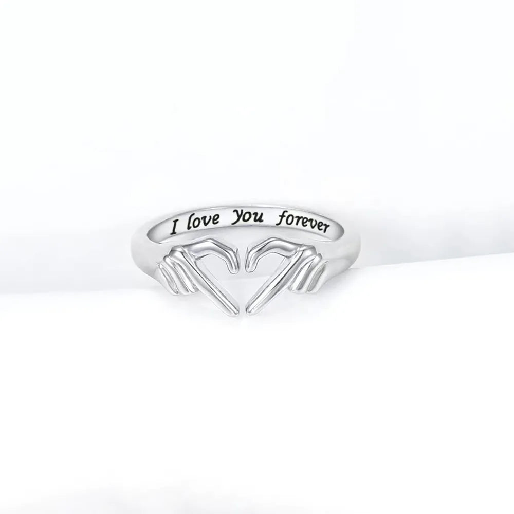 Hand Heart Shape 925 Sterling Silver Open Ring - Roe Creation