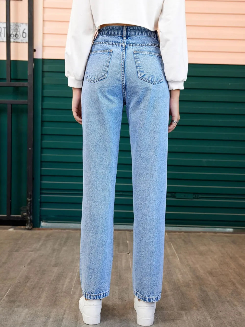 Heart Straight Leg Jeans with Pockets - Roe Creation