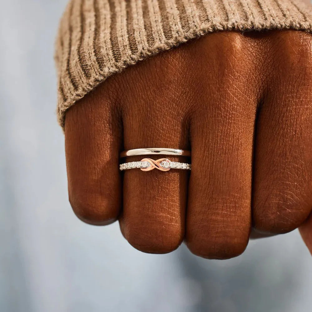 Double-Layered Zircon 925 Sterling Silver Ring - Roe Creation