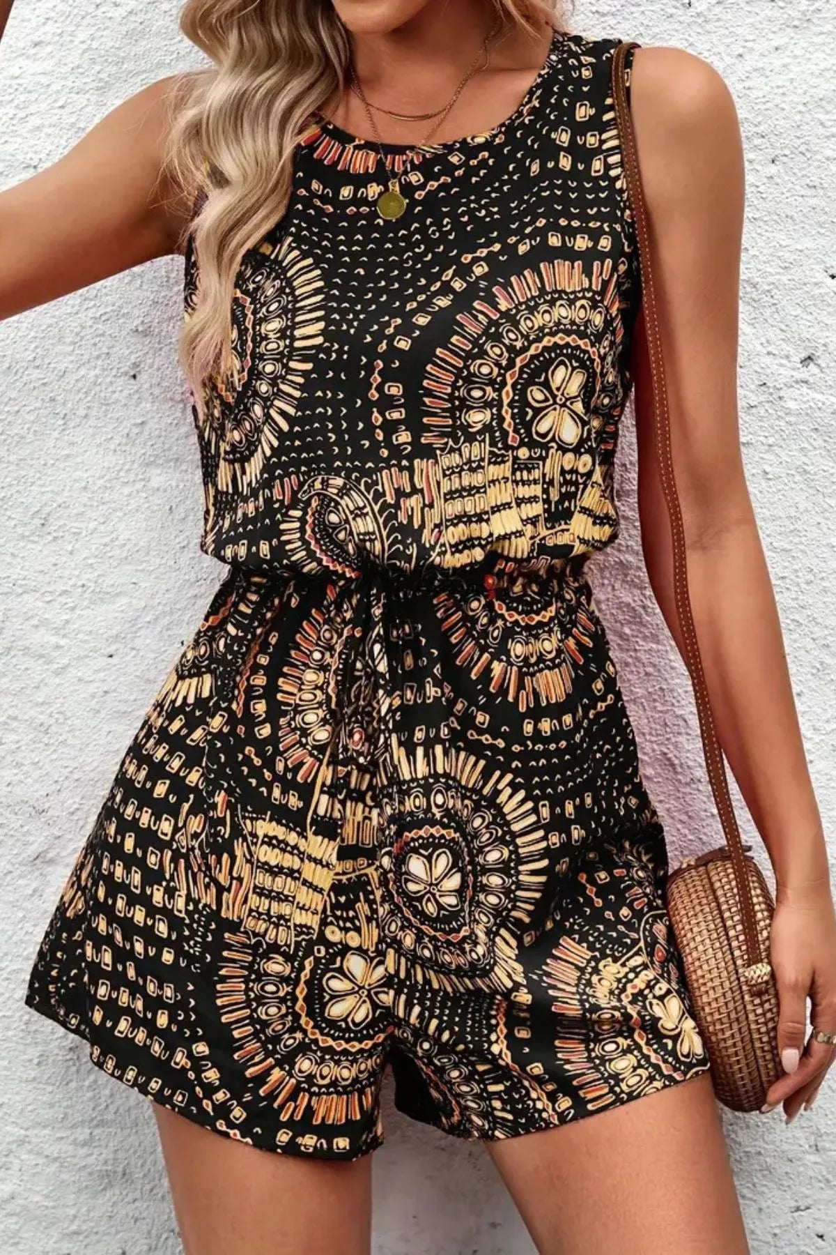 Boho Floral Print Sleeveless Summer Romper - Roe Creation