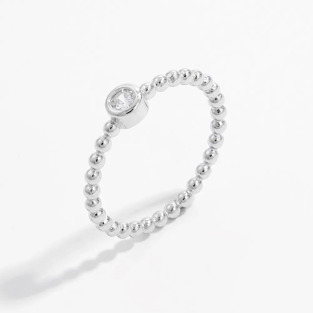 Zircon 925 Sterling Silver Bead Ring - Roe Creation