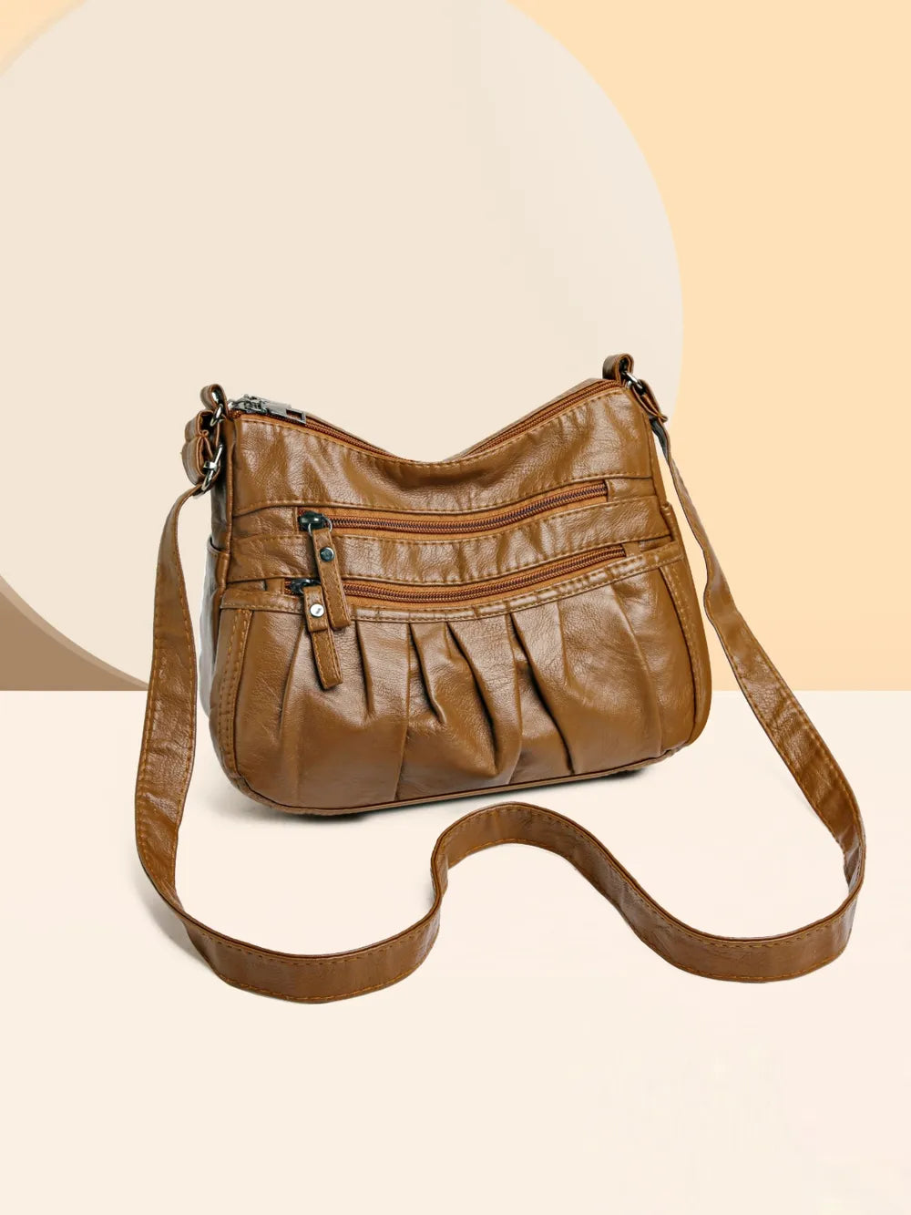 PU Leather Ruched Adjustable Strap Shoulder Bag - Roe Creation