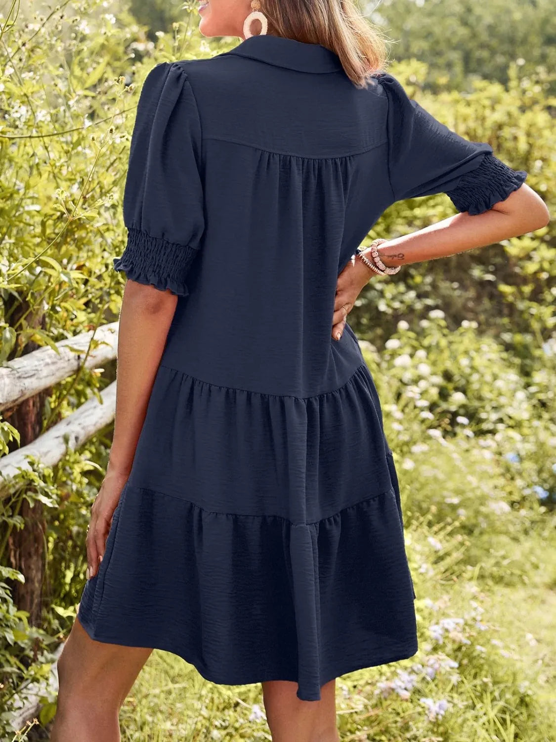 Johnny Collar Short Sleeve Mini Dress - Roe Creation