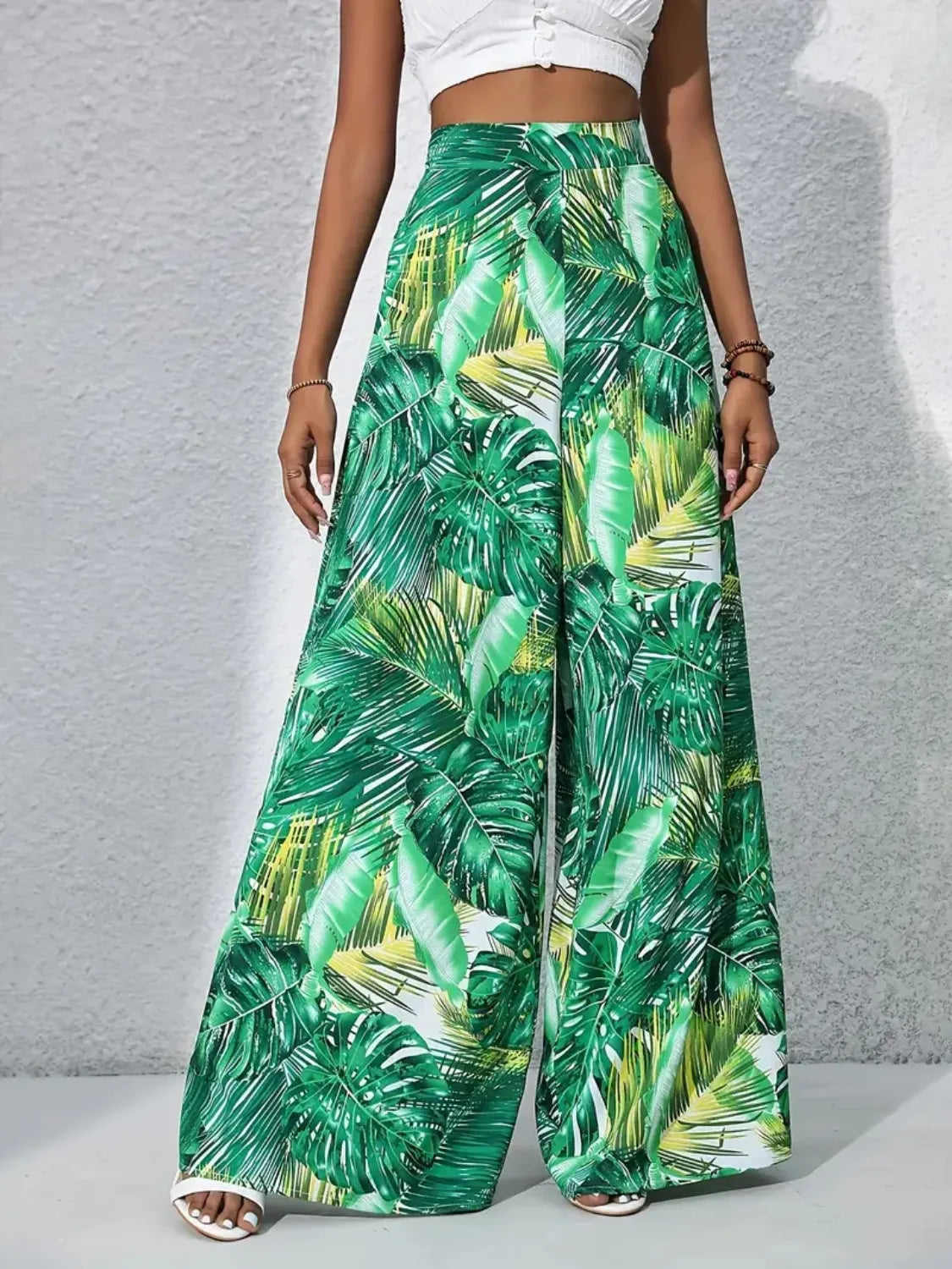 Printed High Waist Wide Leg Pants - Roe Creation
