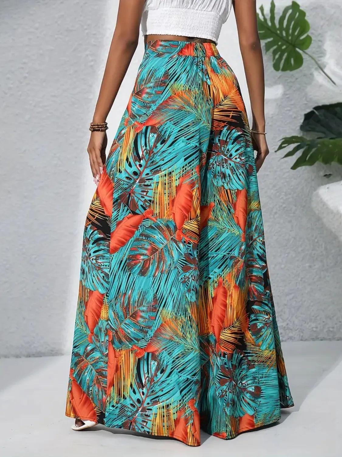 Printed High Waist Wide Leg Pants - Roe Creation