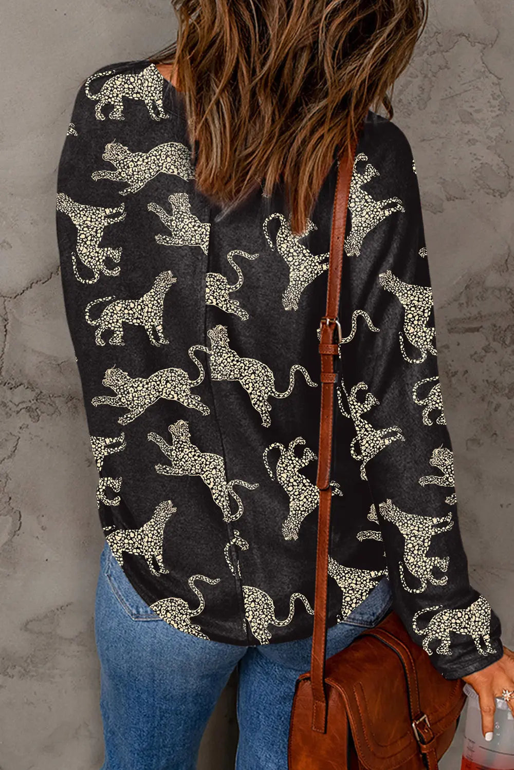 Tiger Print Round Neck Short Sleeve Top - Roe Creation