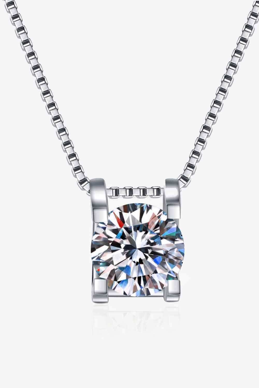 1 Carat Moissanite 925 Sterling Silver Chain Necklace - Roe Creation