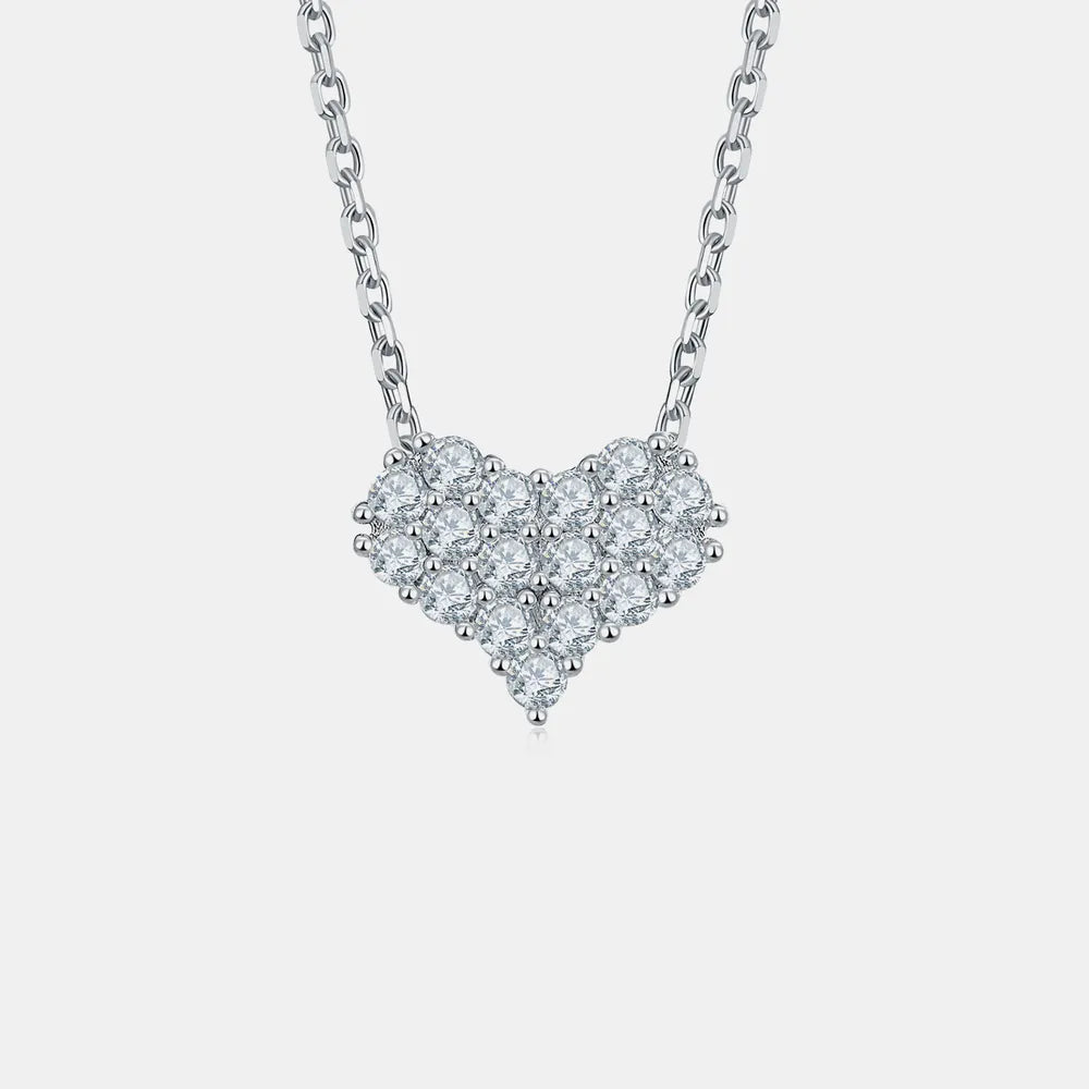 Moissanite 925 Sterling Silver Heart Necklace - Roe Creation