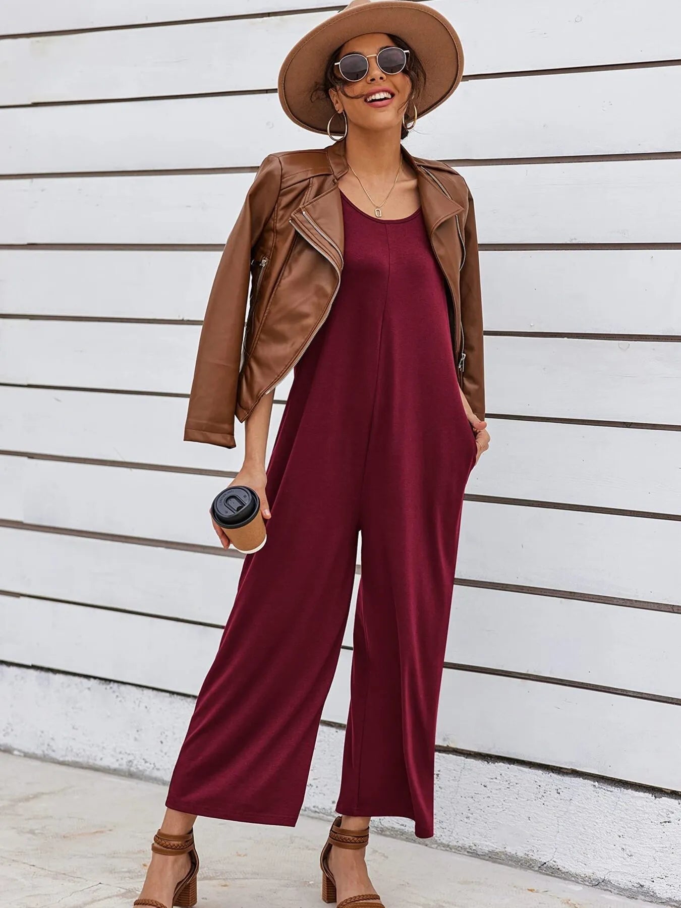Sleeveless Wide Leg Casual Jumpsuit - Roe Creation