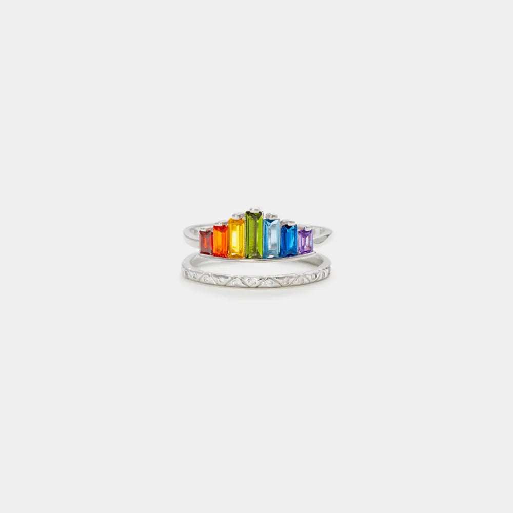 Zircon 925 Sterling Silver Double-Layered Ring - Roe Creation