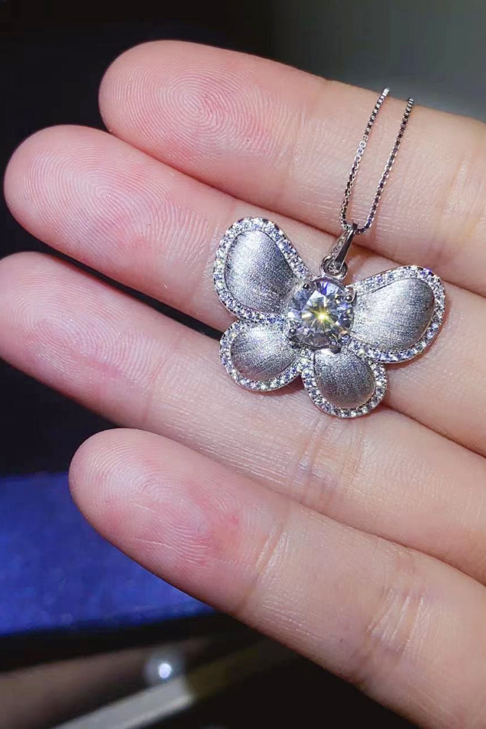 1 Carat Moissanite Butterfly Pendant Necklace - Roe Creation