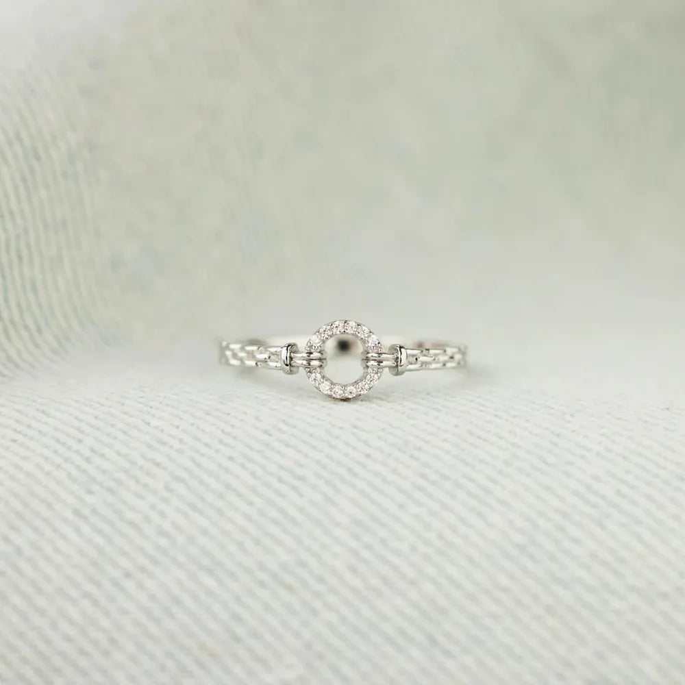 Inlaid Zircon 925 Sterling Silver Ring - Roe Creation