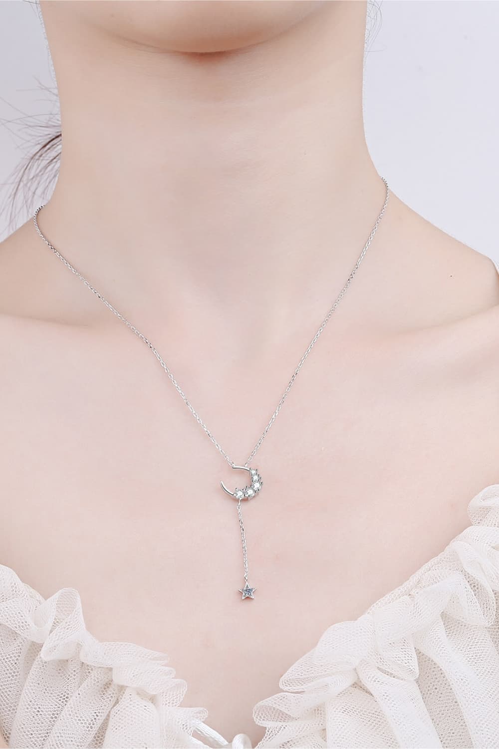 Star & Moon Moissanite Necklace - Roe Creation