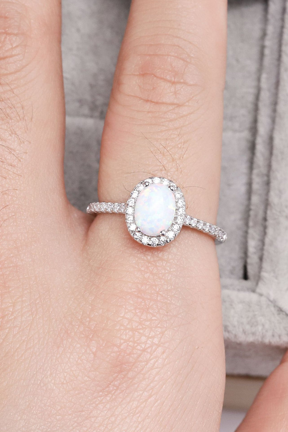 Opal 925 Sterling Silver Halo Ring - Roe Creation