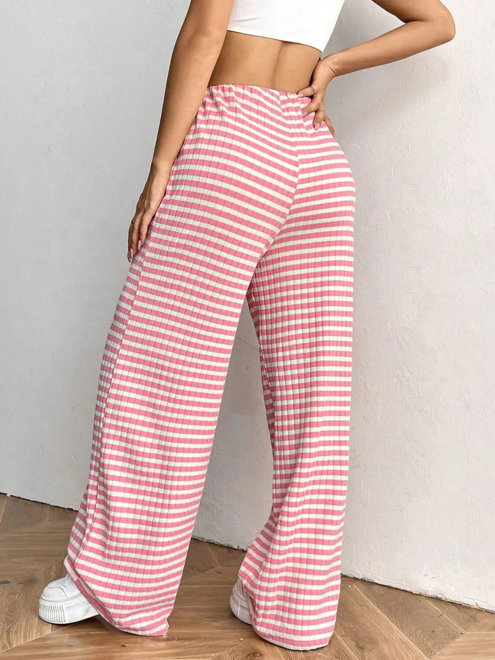 Tied Striped Wide Leg Pants - Roe Creation