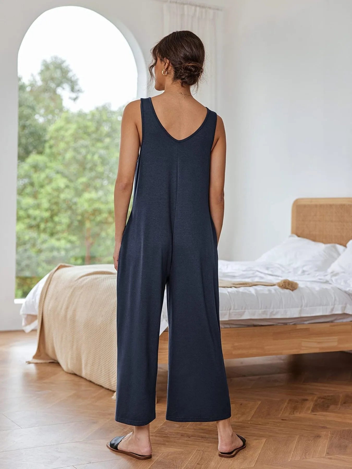 Sleeveless Wide Leg Casual Jumpsuit - Roe Creation