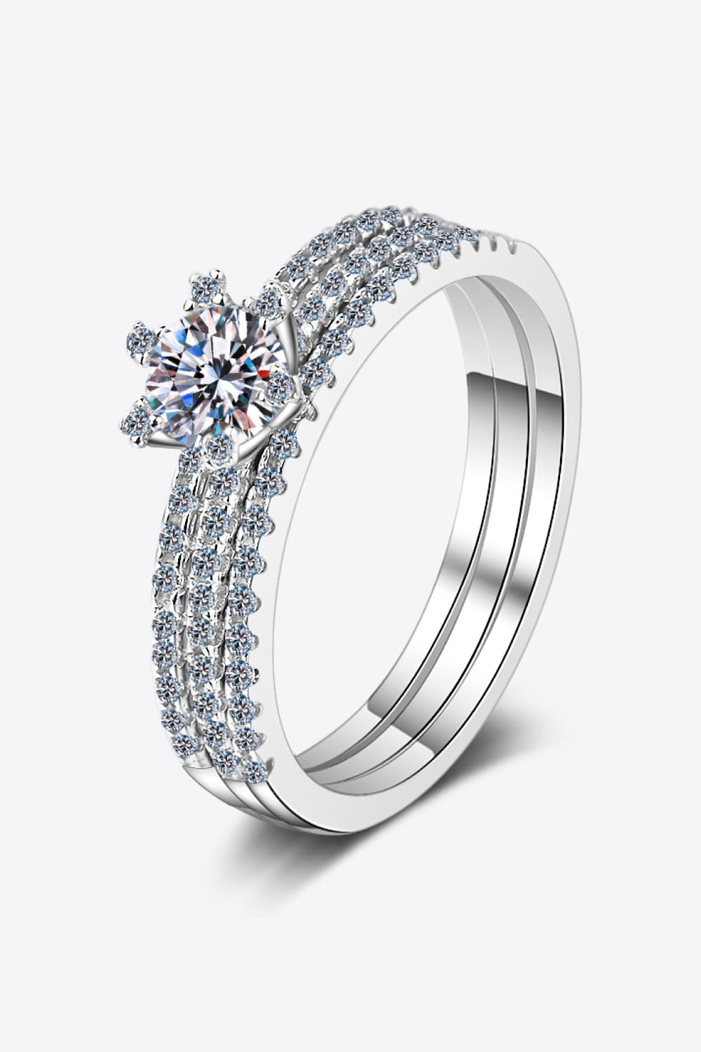 Moissanite 925 Sterling Silver Ring Set - Roe Creation