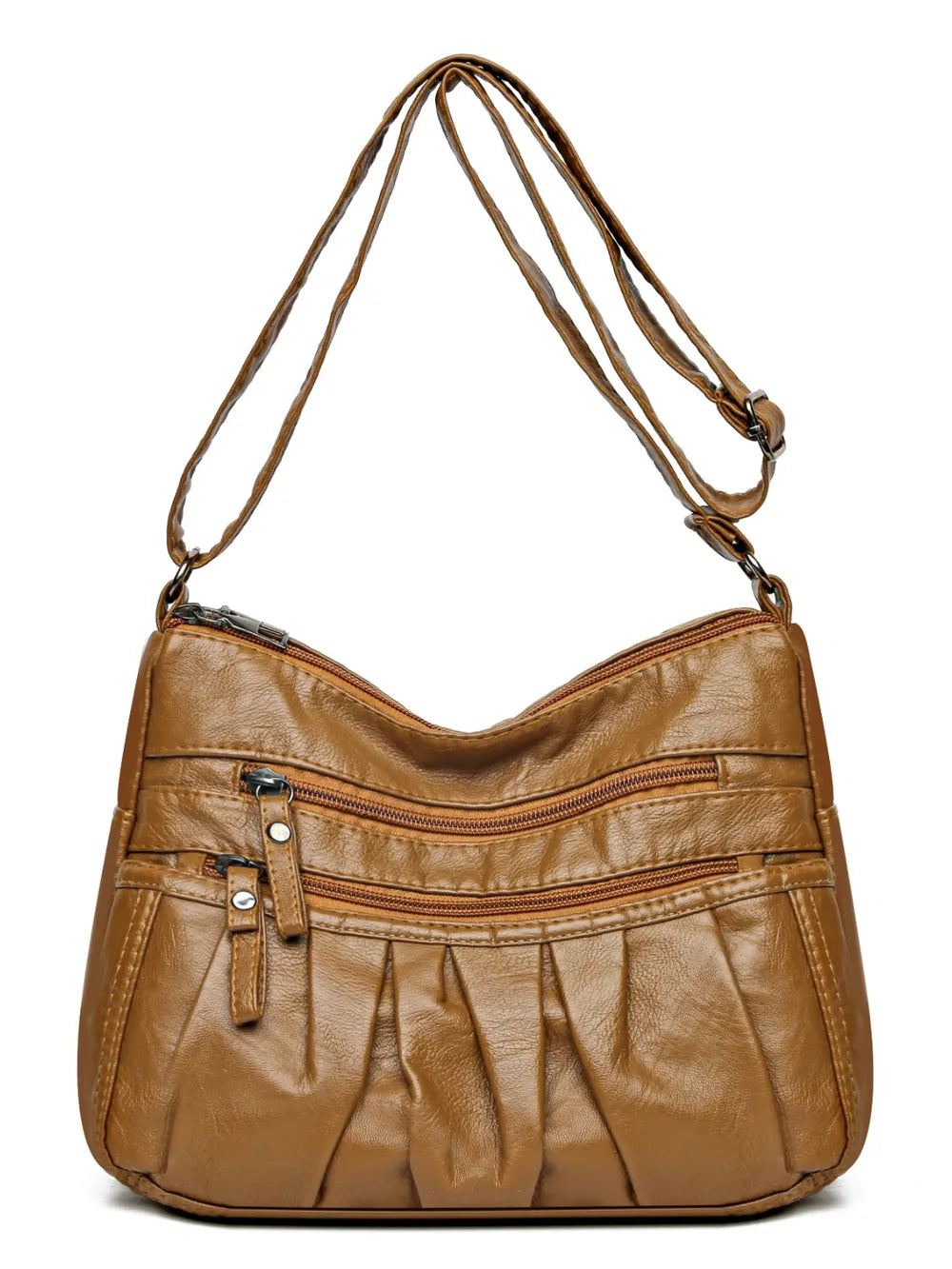 PU Leather Ruched Adjustable Strap Shoulder Bag - Roe Creation