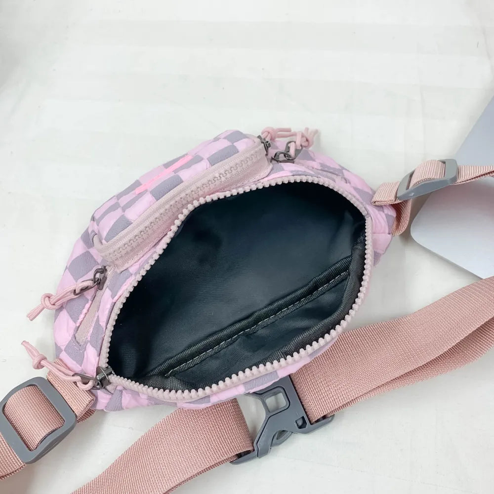 Checkered Nylon Crossbody Bag with Adjustable Strap - Roe Creation