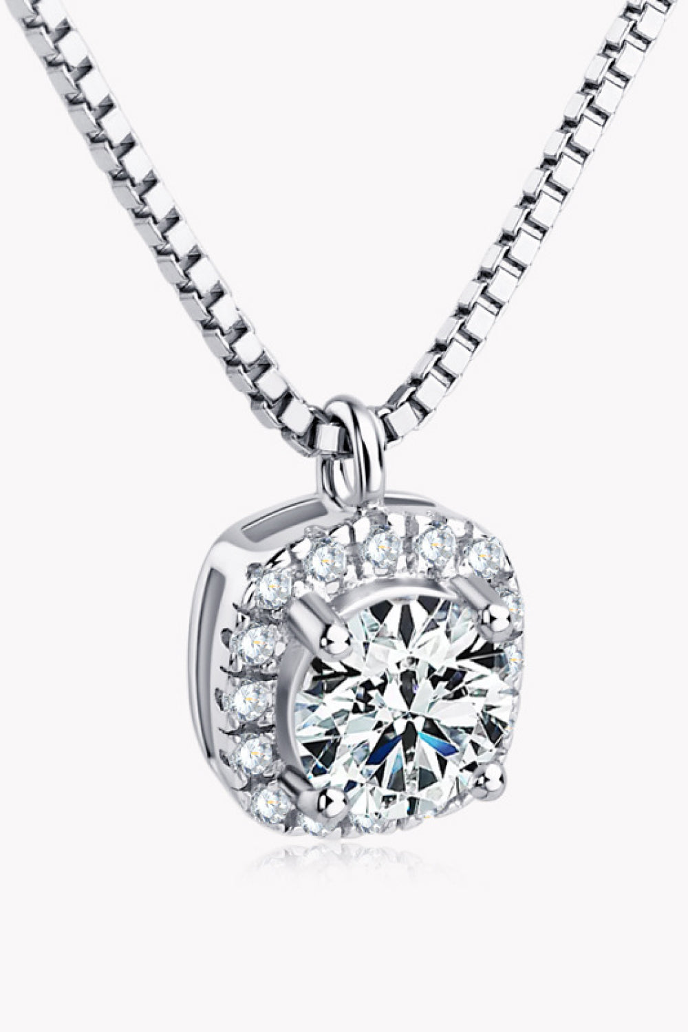 Moissanite Pendant Platinum-Plated Necklace - Roe Creation