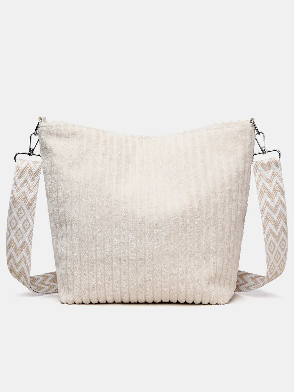 Solid Colour Corduroy Crossbody Bag with Removable Strap - Roe Creation
