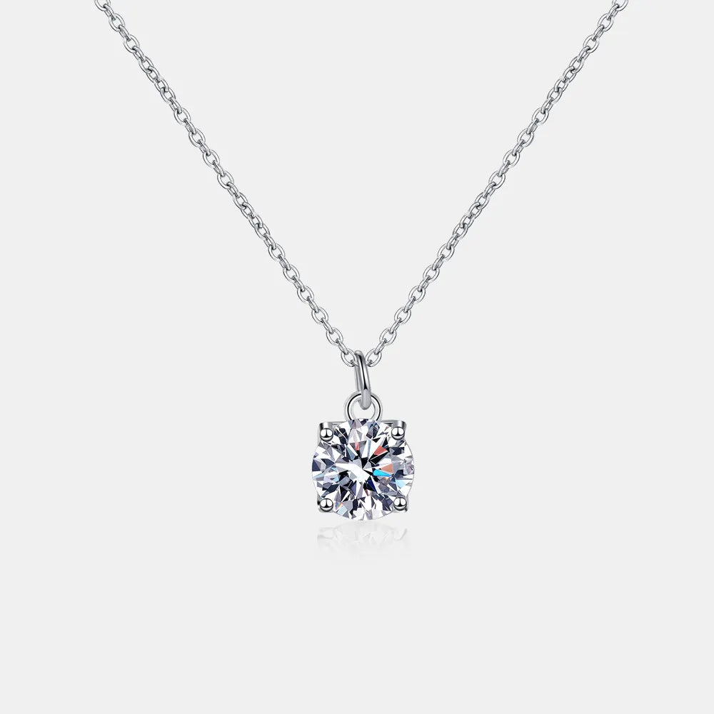 1 Carat Moissanite 925 Sterling Silver Necklace - Roe Creation
