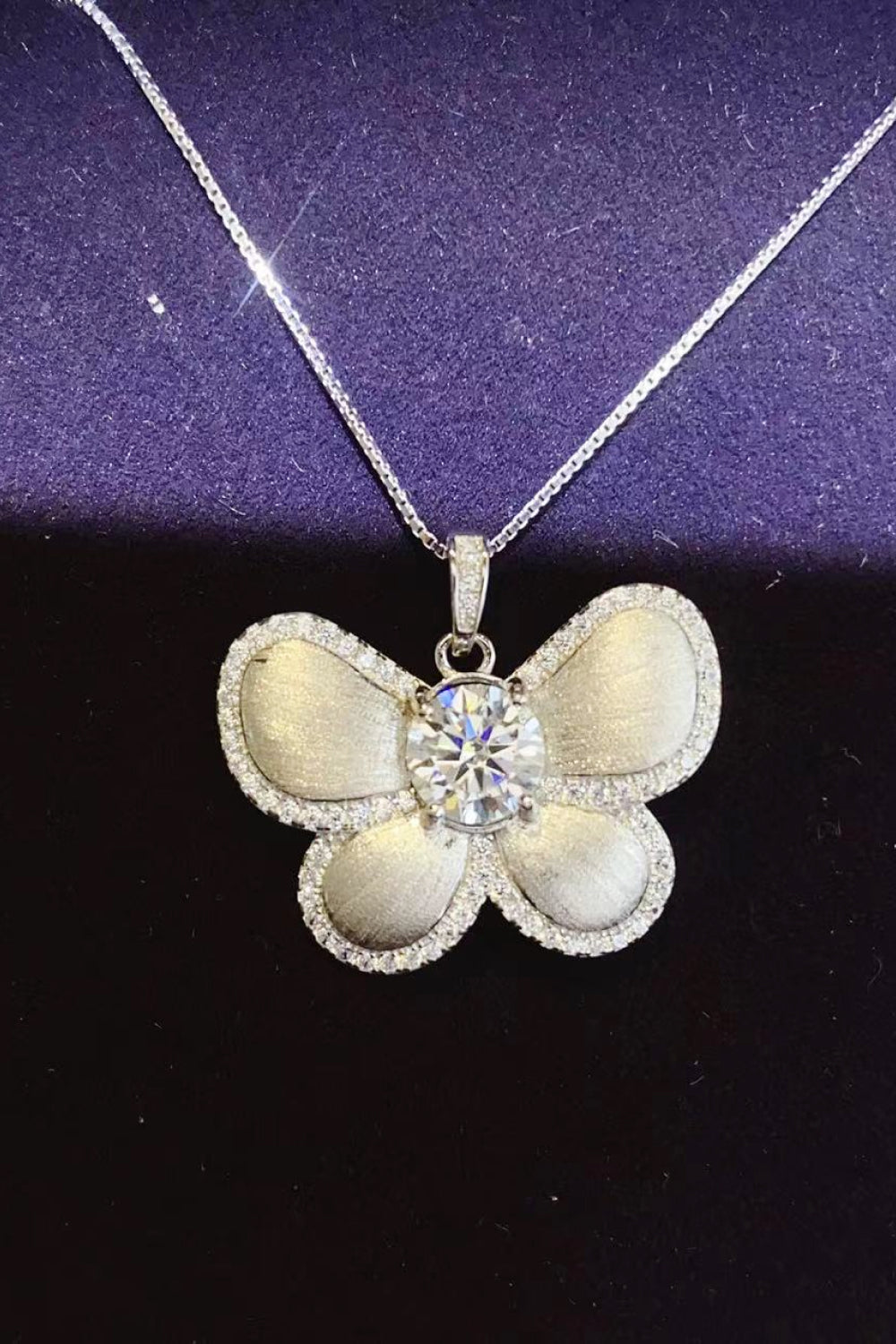 1 Carat Moissanite Butterfly Pendant Necklace - Roe Creation